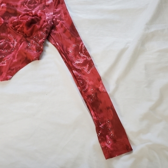 Shein Bae Long Sleeve Mesh Corset Top With Rhinestones - Floral Rose Print - Picture 4 of 8